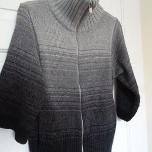 Jones New York Women's Sports Petite Gray 3/4 Sleeve Zip Front Sweater